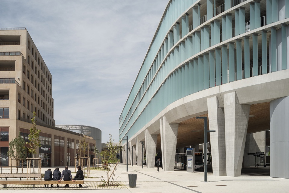 park and ride and bus station by ateliers o s architectes