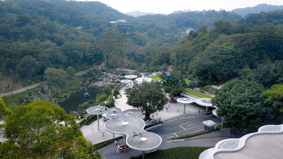 新建建筑与山体空间渗透 yunshan road south distribution square of baiyun mountain