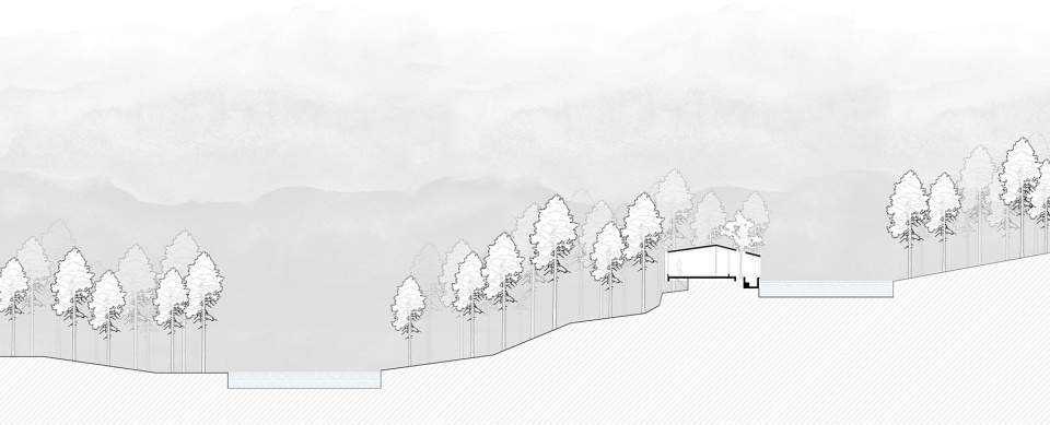 cross section aquatree resort healing cabin by uao