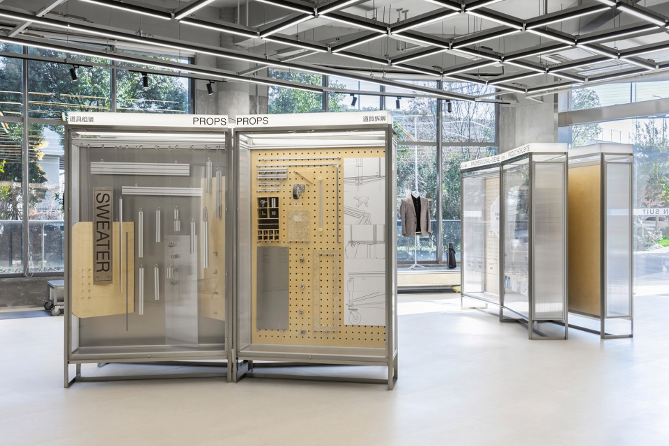 an experimental store featuring an editable display system by greater dog architects