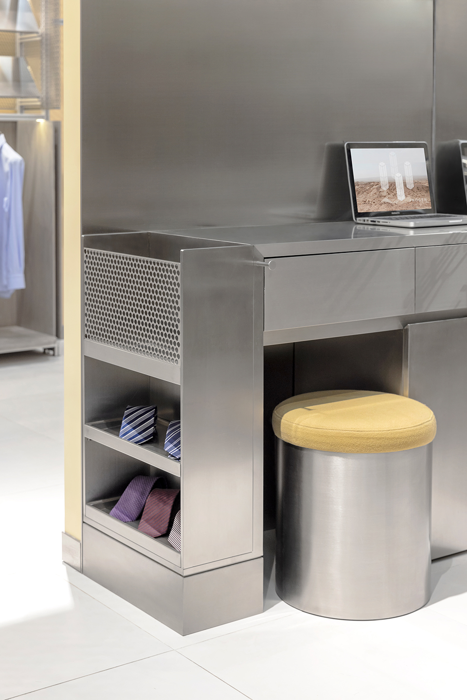 an experimental store featuring an editable display system by greater dog architects