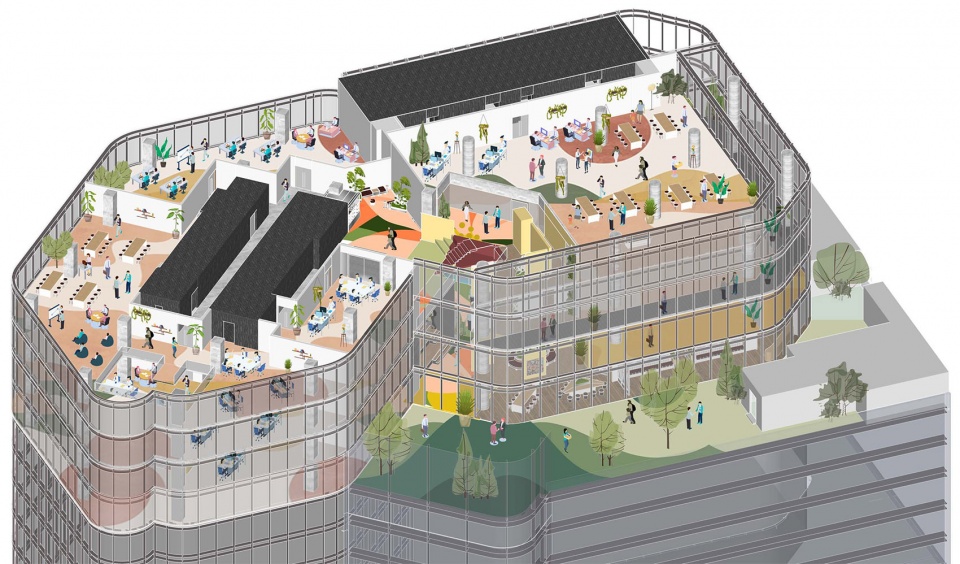 轴测分析图 11F uic innovation center kuntai mansion by duts design