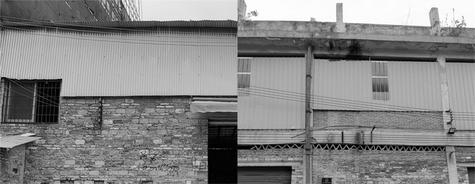 旧厂房立面和内部结构Facade and internal structure of the old workshop buildings©竖梁社