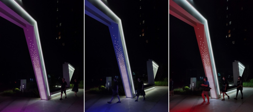 水幕雕塑颜色变换,color change of water curtain sculpture ©埊木设计(CAFA·A城市艺术创新中心)