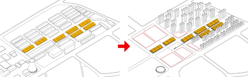 the kindergarten next to the old warehouses