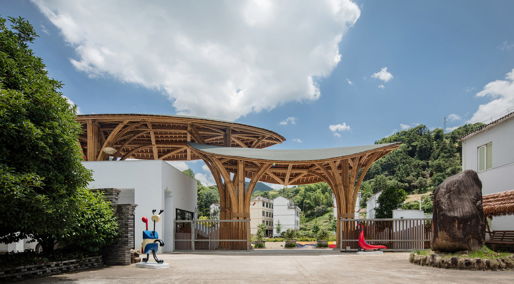 Jinyun Zhangcun primary school gate renovation by ADR STUDIO - 谷德设计网