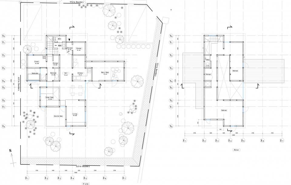 house with cross shaped earthen floor by fukei design
