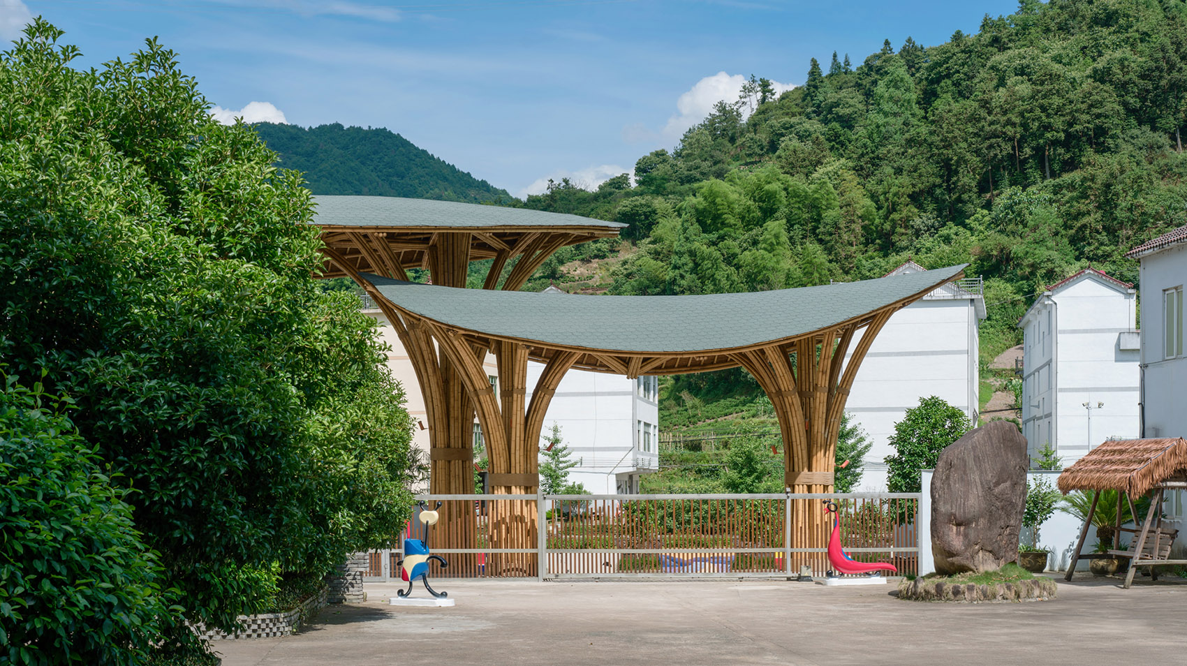 Jinyun Zhangcun primary school gate renovation by ADR STUDIO - 谷德设计网