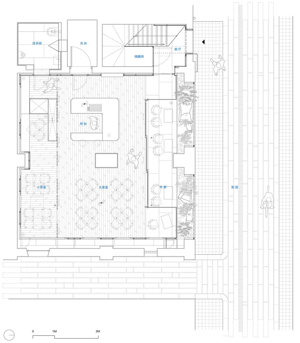 che tea house 平面图©氹边建筑