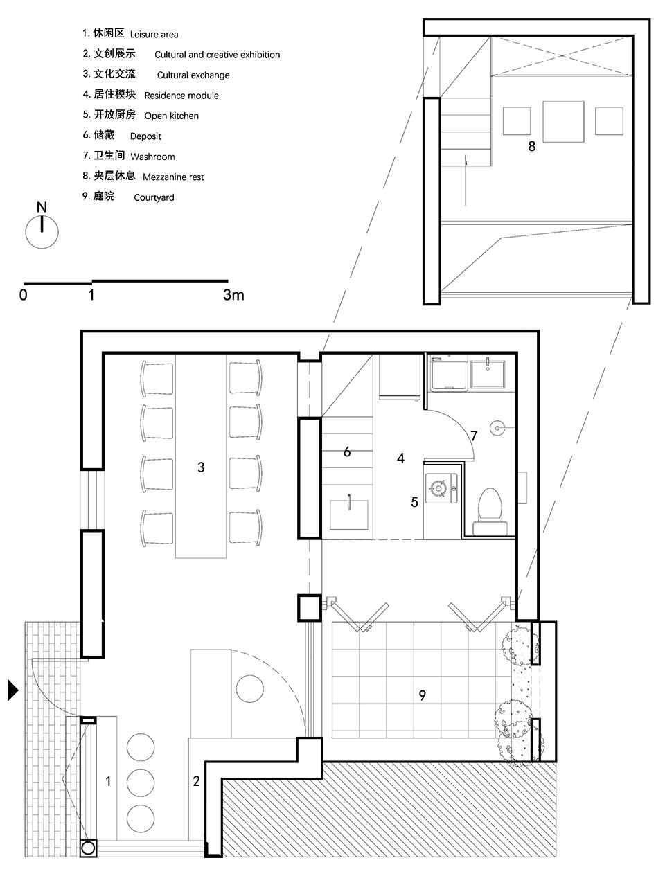 ▼改造后建筑平面图 Plan of the renovated building ©向量建筑