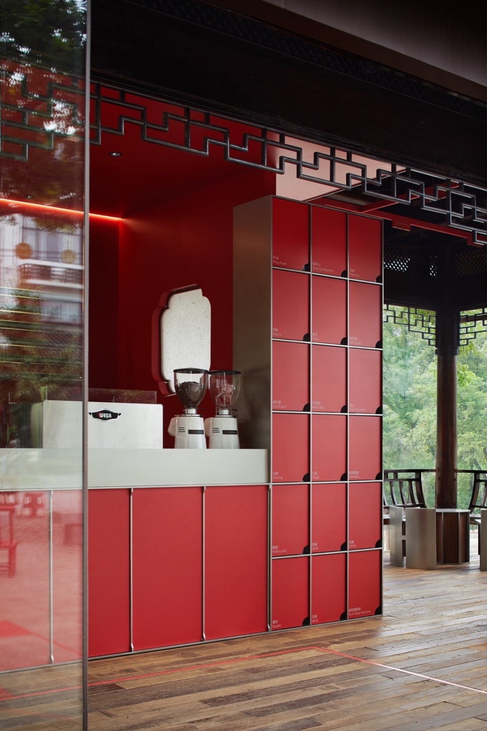 Red Pavilion under the Moon by Shejin Space Design Office