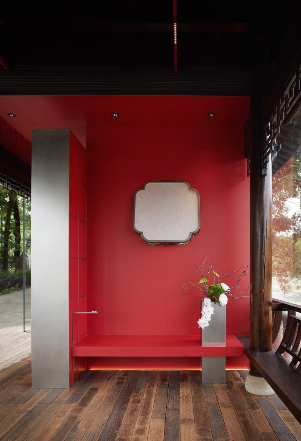Red Pavilion under the Moon by Shejin Space Design Office