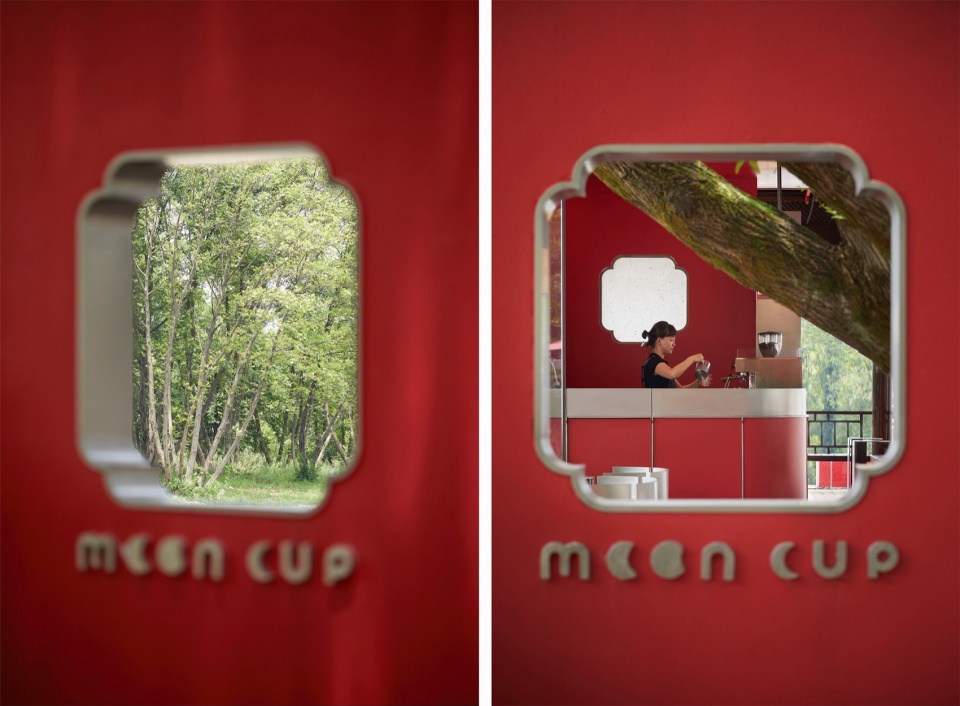 Red Pavilion under the Moon by Shejin Space Design Office