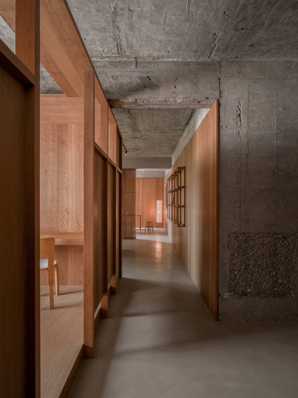 wooden structure in concrete by wuy architects