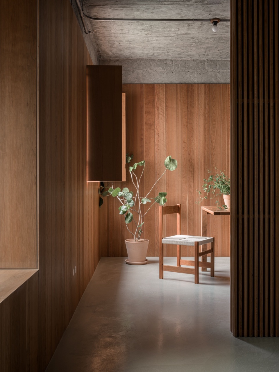 wooden structure in concrete by wuy architects