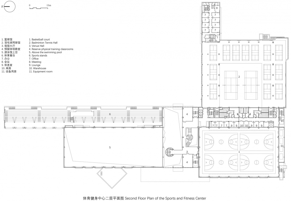 体育健身中心二层平面图huilongguan sports park by cadg daqiarchitects