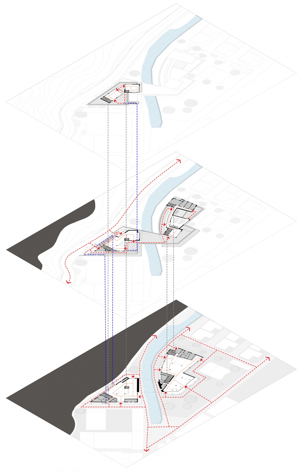 图表 14建筑内外流线分解示意 The flow line inside and outside the building jianling environmental learning center