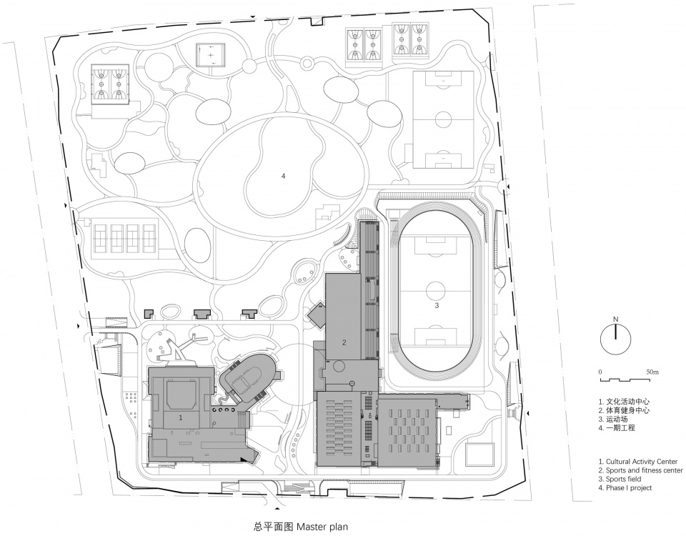 总平面图huilongguan sports park by cadg daqiarchitects