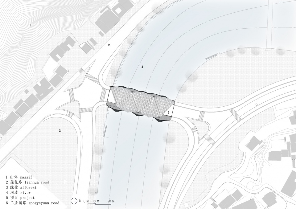 总平面site plan©赵逵教授工作室 gezihua bridge