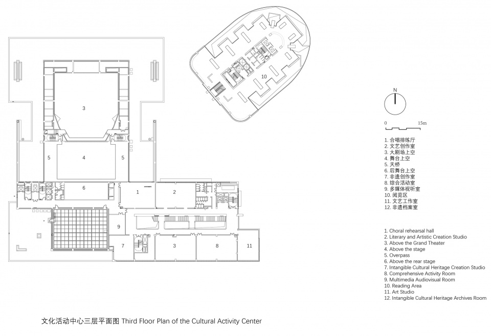 文化活动中心三层平面图huilongguan sports park by cadg daqiarchitects