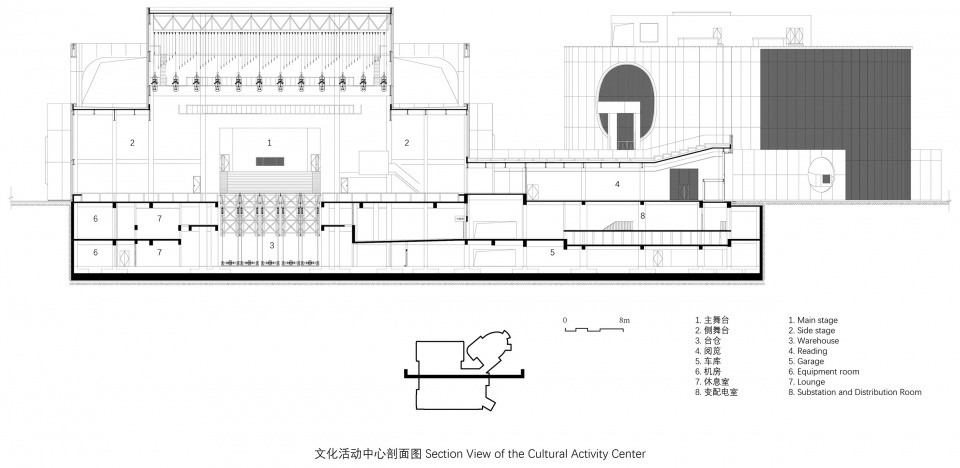 文化活动中心剖面图 1huilongguan sports park by cadg daqiarchitects