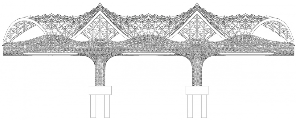 立面图1 elevation©赵逵教授工作室 gezihua bridge