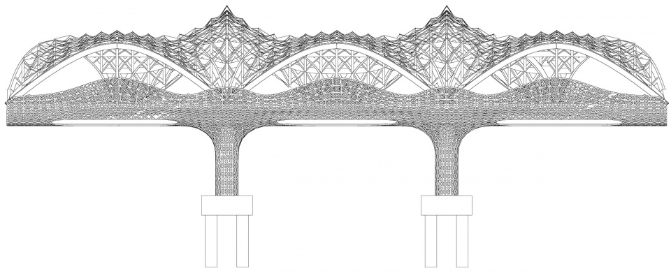 立面图2 elevation©赵逵教授工作室 gezihua bridge