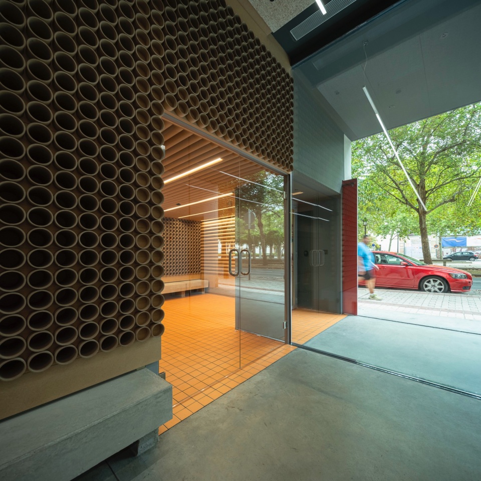 red cross on the street the cardboard office by tomas garcia piriz studio