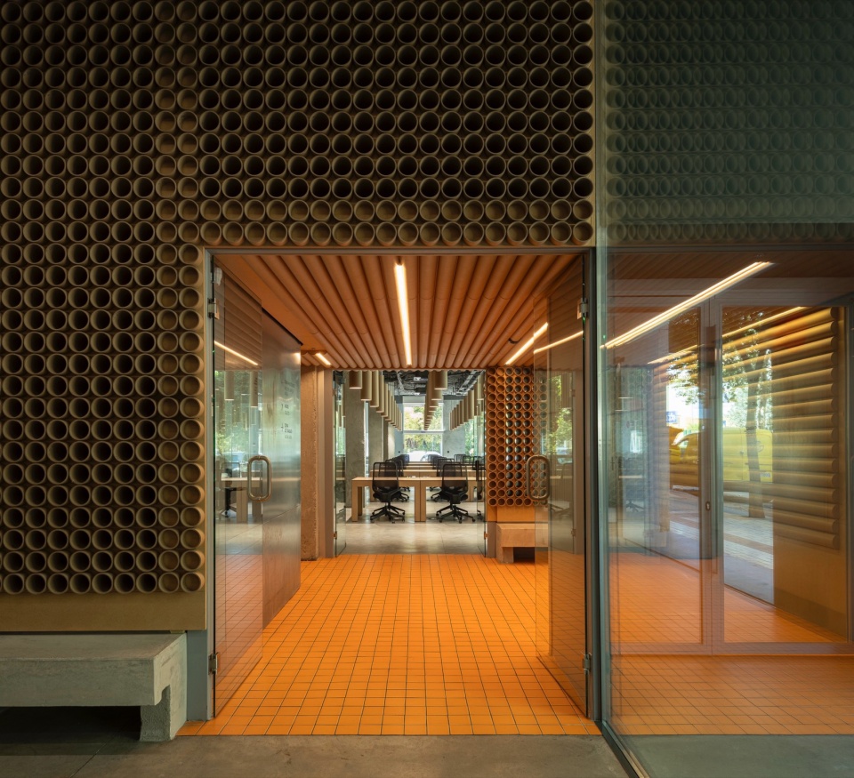 red cross on the street the cardboard office by tomas garcia piriz studio