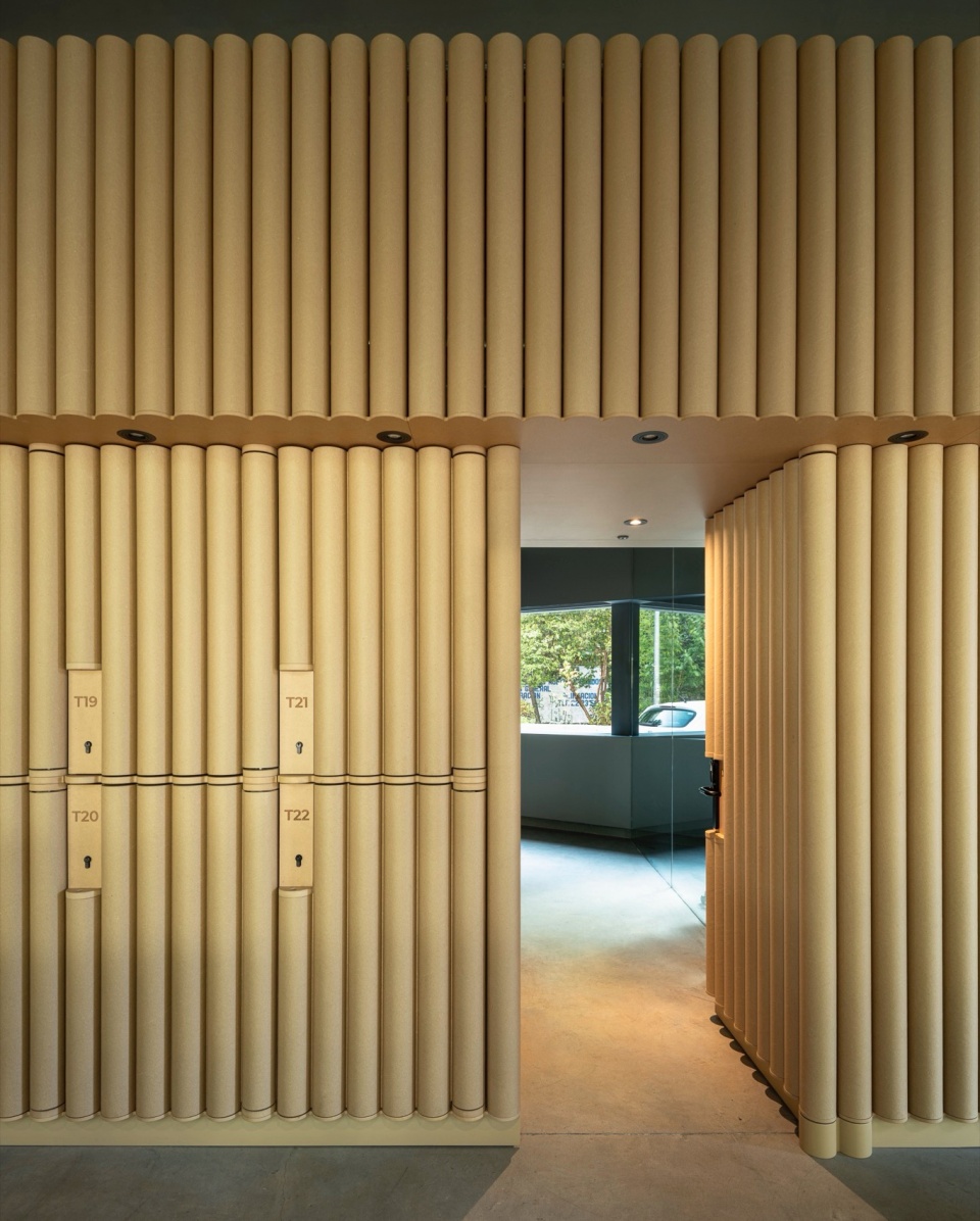 red cross on the street the cardboard office by tomas garcia piriz studio