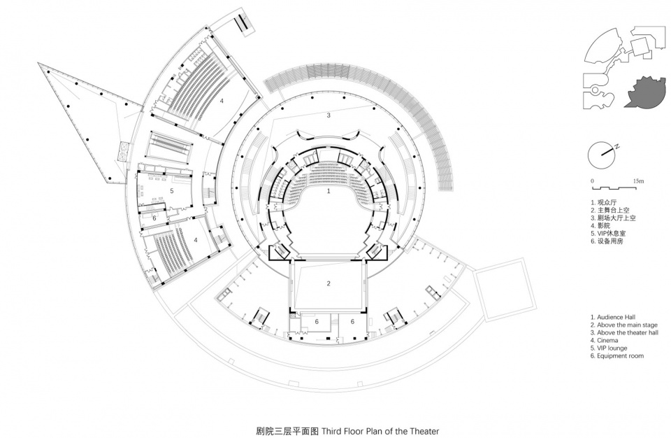 剧院三层平面图 wuhan dongxihu cultural center