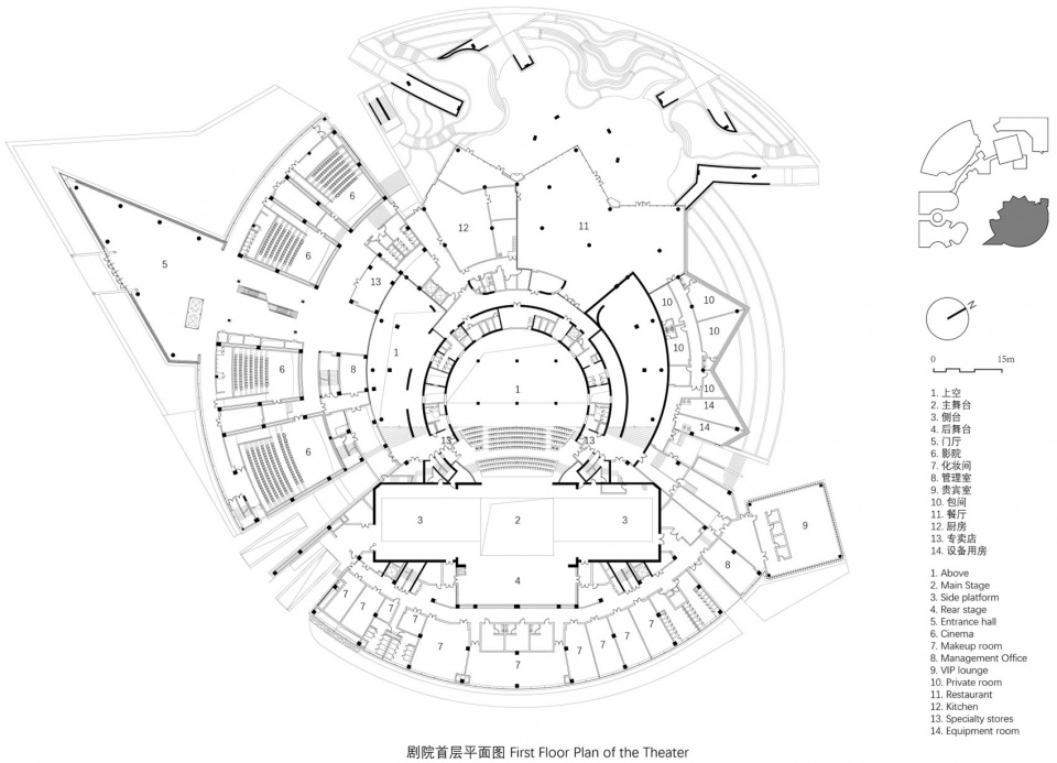 剧院首层平面图 wuhan dongxihu cultural center