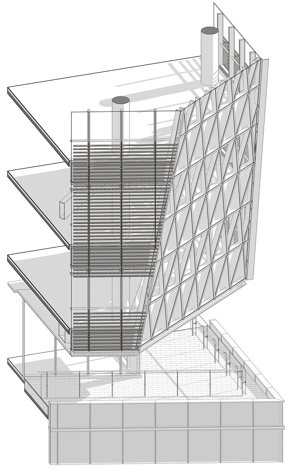 塔楼A节点3轴测图Facade Detail cpark haisu by gensler