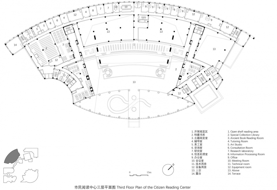 市民阅读中心三层平面图 wuhan dongxihu cultural center