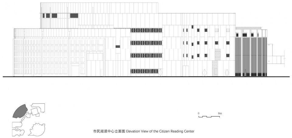 市民阅读中心立面图 wuhan dongxihu cultural center