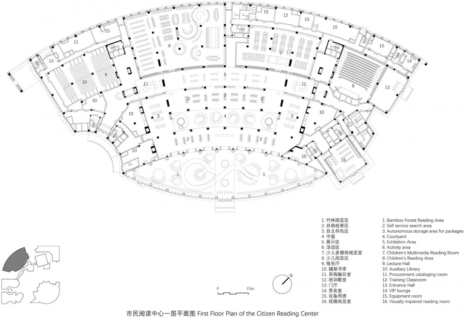 市民阅读中心首层平面图 wuhan dongxihu cultural center