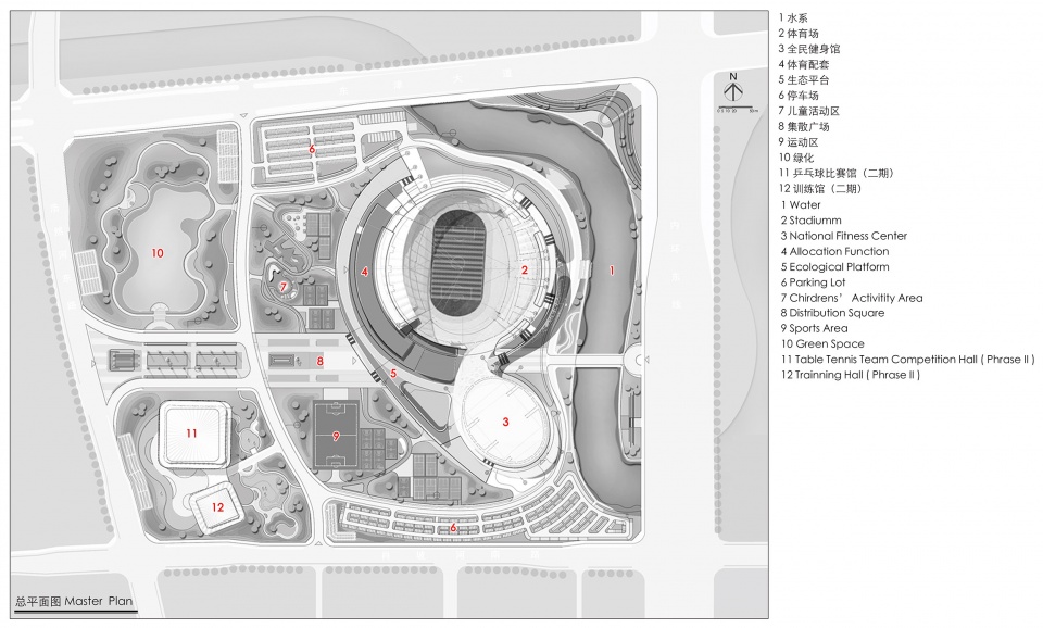 总平面图 xiangyang national sports center