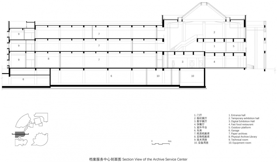 档案服务中心剖面图 wuhan dongxihu cultural center