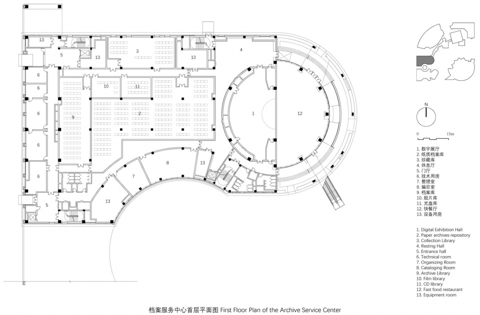 档案服务中心首层平面图 wuhan dongxihu cultural center