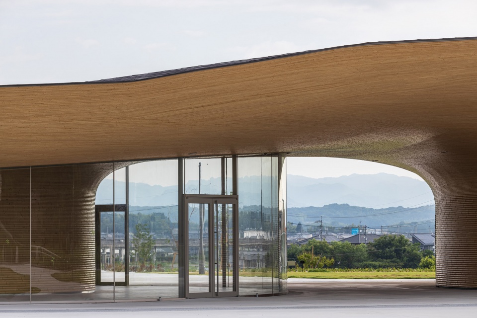 mabi reconstruction disaster prevention park bamboo gate by kengo kuma