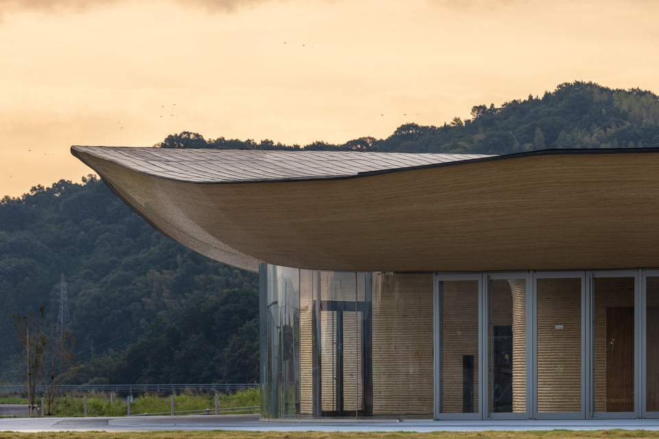 mabi reconstruction disaster prevention park bamboo gate by kengo kuma