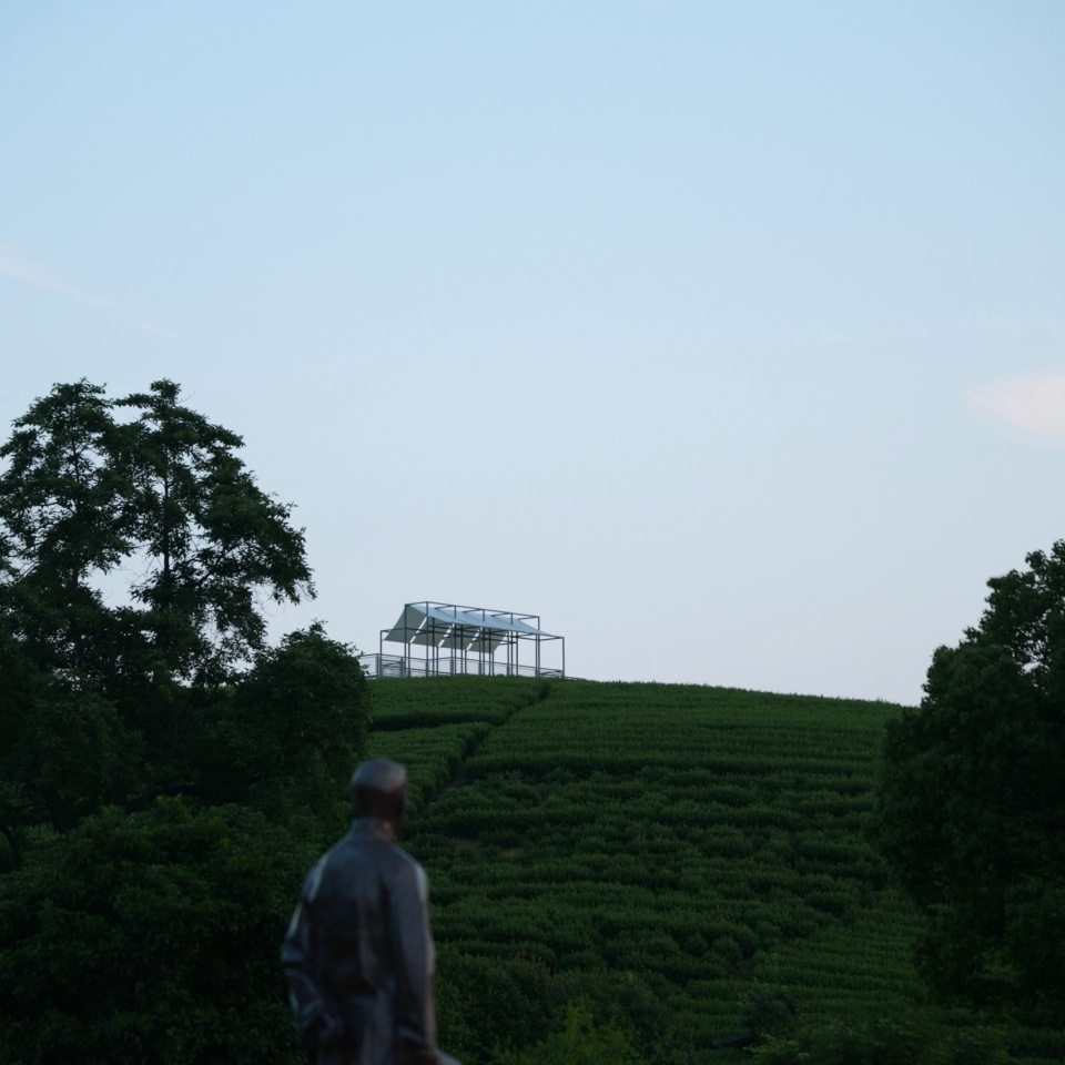 a floating pavilion on a tea mountain by youmu architects