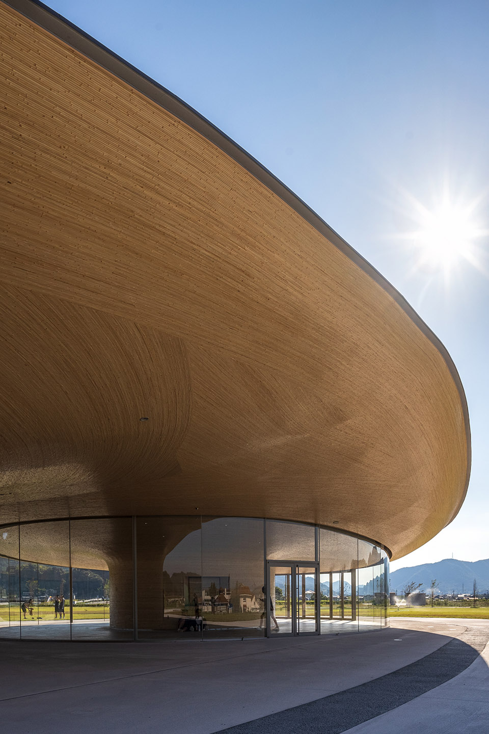 mabi reconstruction disaster prevention park bamboo gate by kengo kuma