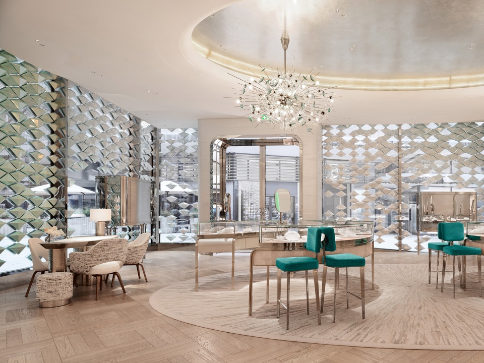 mvrdv designs facade of iridescent hand crafted ceramic diamonds for tiffany co store in stuttgart