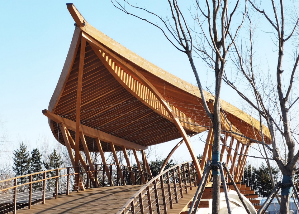 Floating Leaf Footbridge China by HAI Architects