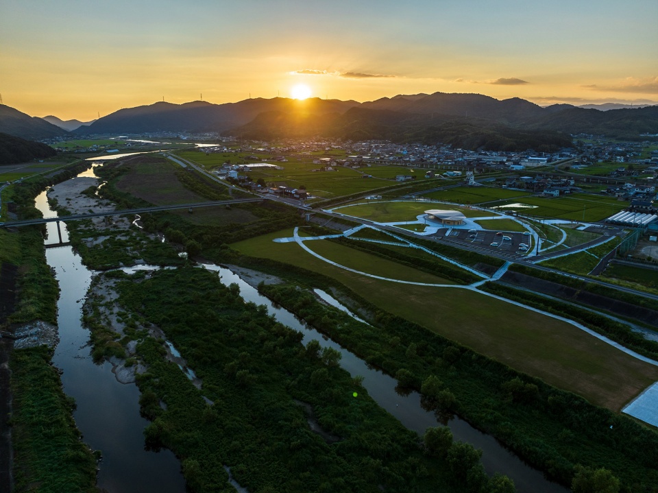 mabi reconstruction disaster prevention park bamboo gate by kengo kuma