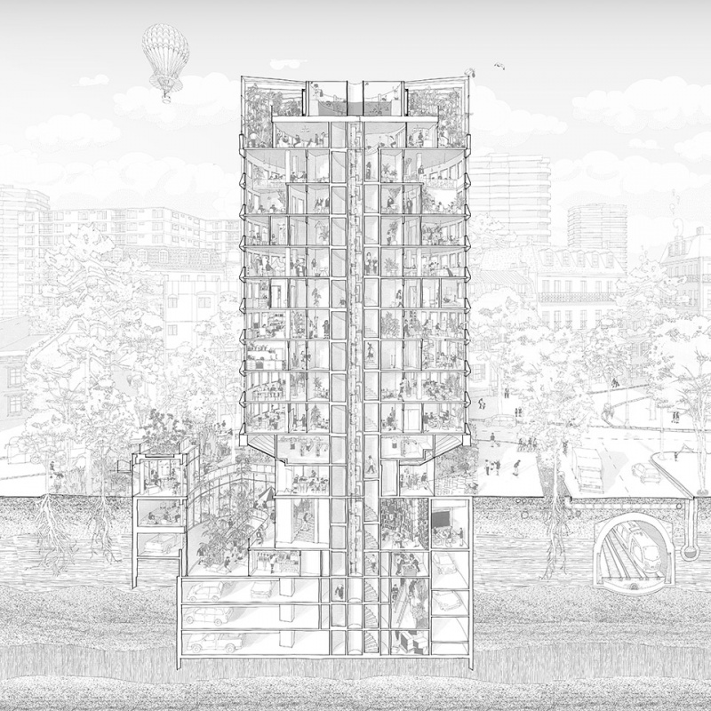 racine tower by maud caubet architectes