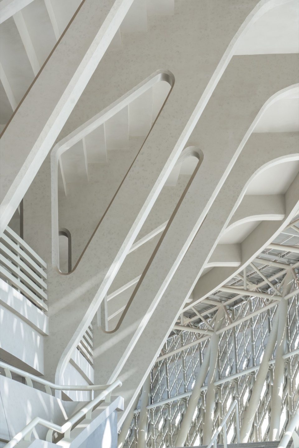 轻盈通透的屋面支撑 xiangyang national sports center