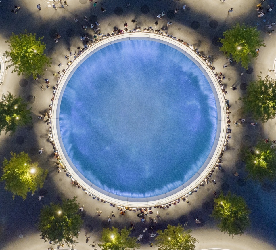 水幕秀场(河狸景观摄影) chengdu floating park bridge