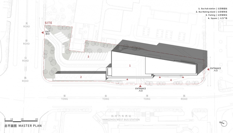 Master Plan 总平面图©UAD hangzhou west station bus hub